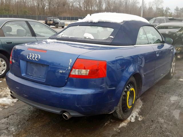 WAUAC48H13K022172 - 2003 AUDI A4 1.8 CAB BLUE photo 4