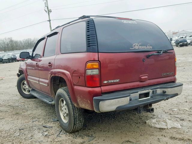 1GNEK13ZX2J270017 - 2002 CHEVROLET TAHOE K150 MAROON photo 3