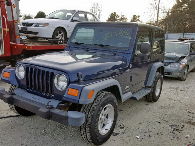 1J4FA49S45P367124 - 2005 JEEP WRANGLER / BLUE photo 2