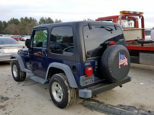 1J4FA49S45P367124 - 2005 JEEP WRANGLER / BLUE photo 3