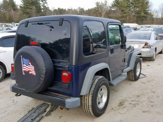 1J4FA49S45P367124 - 2005 JEEP WRANGLER / BLUE photo 4