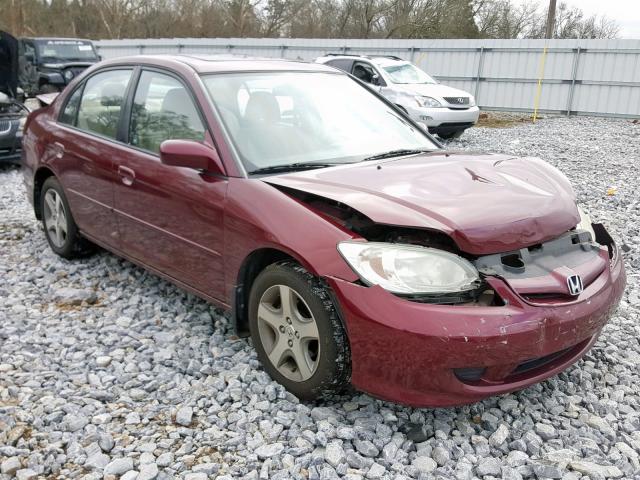 2HGES26744H615847 - 2004 HONDA CIVIC EX BURGUNDY photo 1