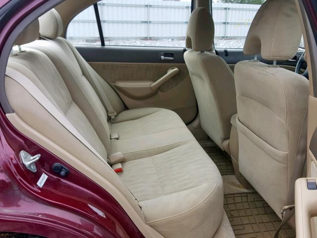 2HGES26744H615847 - 2004 HONDA CIVIC EX BURGUNDY photo 6