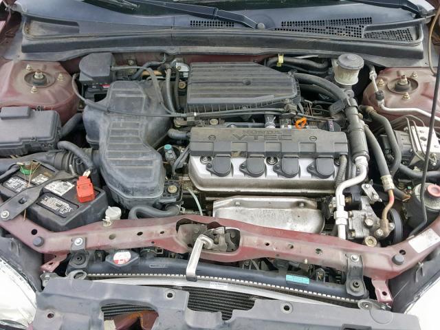 2HGES26744H615847 - 2004 HONDA CIVIC EX BURGUNDY photo 7