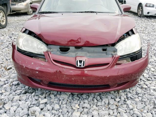 2HGES26744H615847 - 2004 HONDA CIVIC EX BURGUNDY photo 9