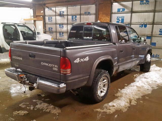 1D7HG48N04S654406 - 2004 DODGE DAKOTA QUA GRAY photo 4