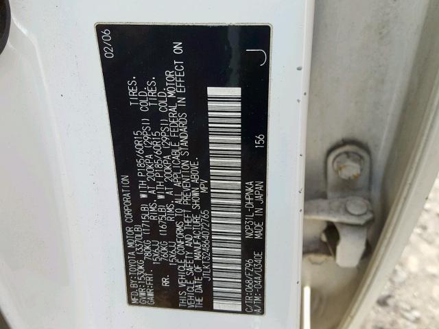 JTLKT324864072765 - 2006 TOYOTA SCION XB Ақ фото 10