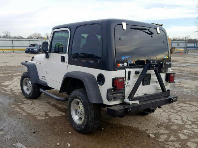 1J4FA49S53P302375 - 2003 JEEP WRANGLER / WHITE photo 3