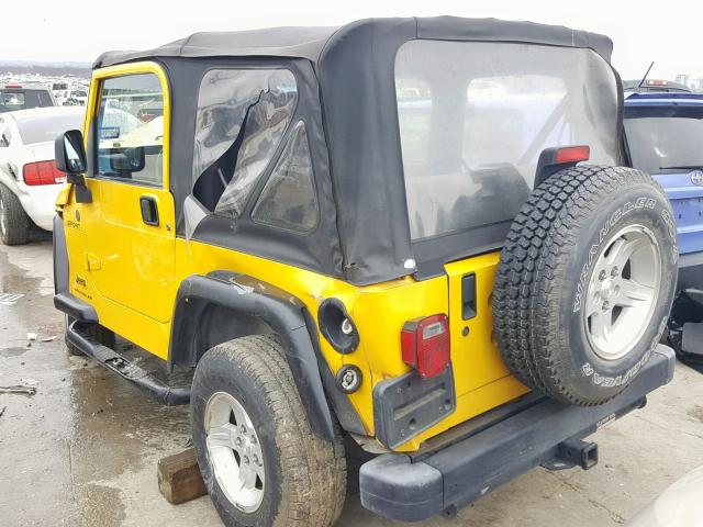 1J4FA49S34P803380 - 2004 JEEP WRANGLER / YELLOW photo 3