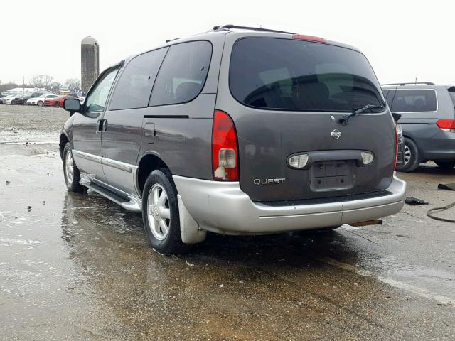 4N2ZN15T52D803171 - 2002 NISSAN QUEST GXE GRAY photo 3