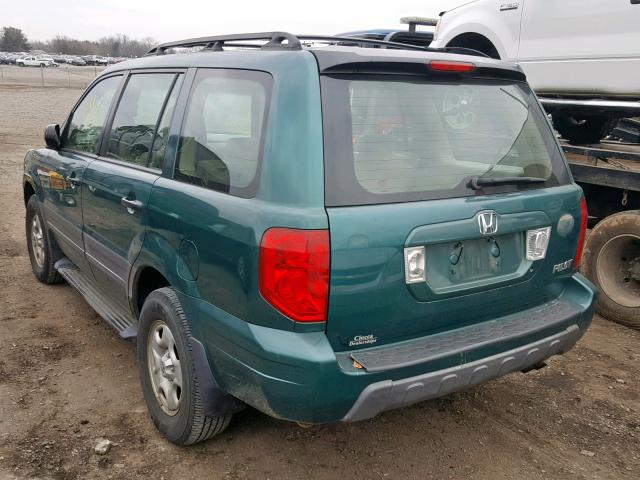 2HKYF18193H552625 - 2003 HONDA PILOT LX GREEN photo 3