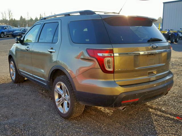 1FM5K8F81DGC02057 - 2013 FORD EXPLORER L GREEN photo 3