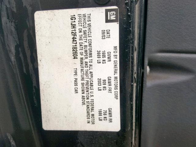 1G1JH12F447182604 - 2004 CHEVROLET CAVALIER L BLACK photo 10