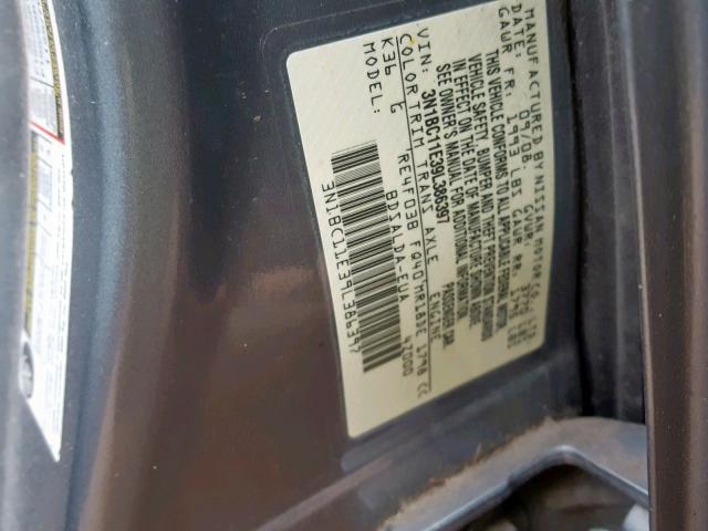 3N1BC11E39L386397 - 2009 NISSAN VERSA S GRAY photo 10