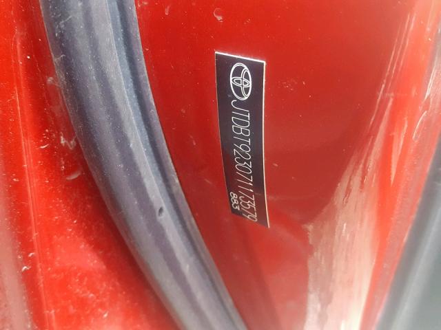 JTDBT923071173579 - 2007 TOYOTA YARIS RED photo 10