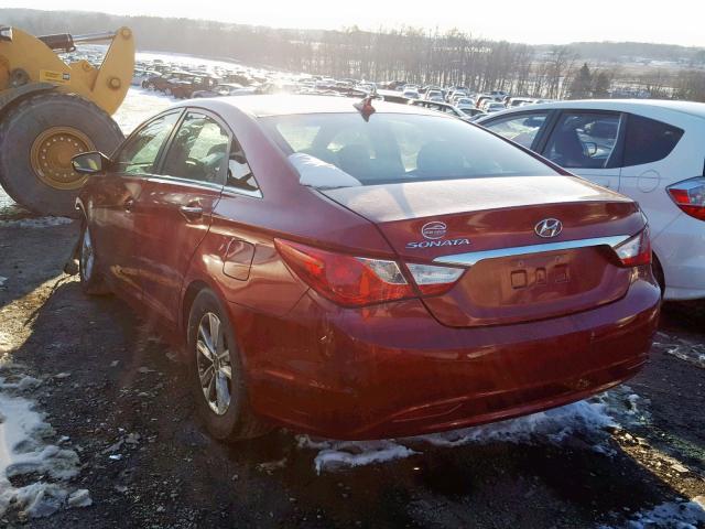 5NPEB4ACXCH501758 - 2012 HYUNDAI SONATA GLS BURGUNDY photo 3