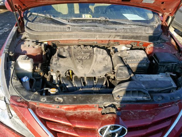 5NPEB4ACXCH501758 - 2012 HYUNDAI SONATA GLS BURGUNDY photo 7