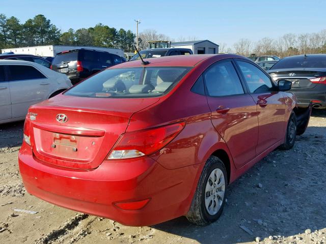 KMHCT4AE4GU136894 - 2016 HYUNDAI ACCENT SE RED photo 4