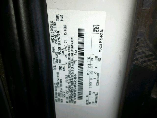 1FTNR1ZM4FKA34804 - 2015 FORD TRANSIT T- 白色 照片 10