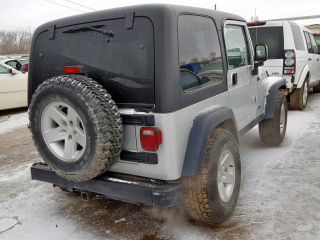 1J4FA69S04P780278 - 2004 JEEP WRANGLER / SILVER photo 4