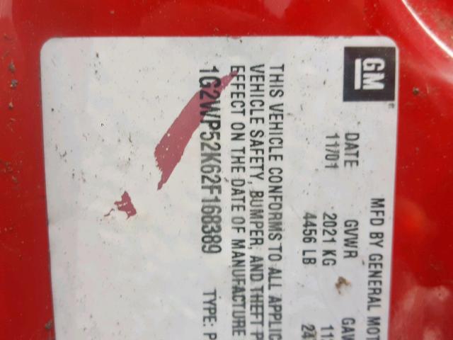 1G2WP52K62F168389 - 2002 PONTIAC GRAND PRIX RED photo 10