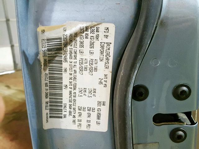 2C8GF68495R424005 - 2005 CHRYSLER PACIFICA T BLUE photo 10