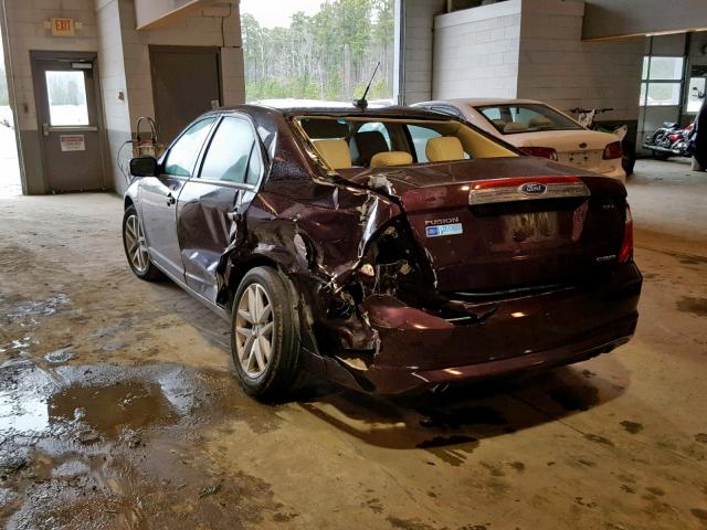 3FAHP0JGXCR255162 - 2012 FORD FUSION SEL MAROON photo 3