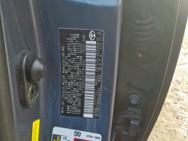 5YFBURHEXFP201808 - 2015 TOYOTA COROLLA L BLUE photo 10