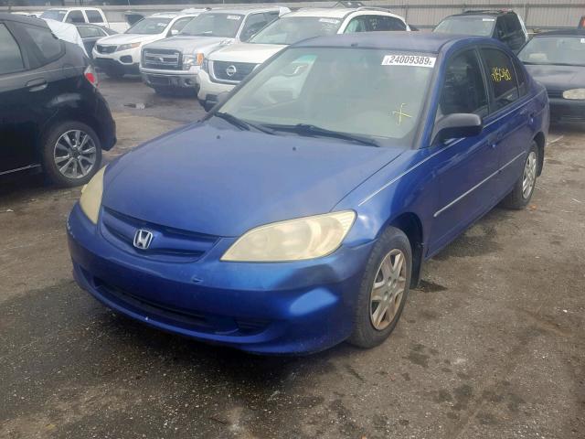 1HGES16314L008427 - 2004 HONDA CIVIC DX V BLUE photo 2