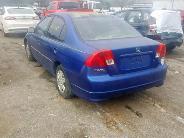 1HGES16314L008427 - 2004 HONDA CIVIC DX V BLUE photo 3