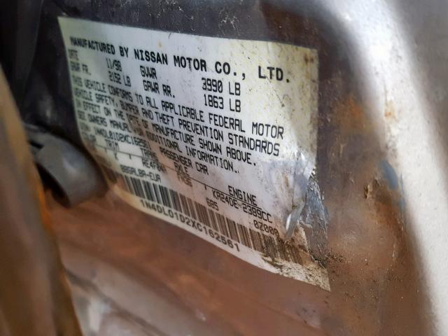 1N4DL01D2XC162561 - 1999 NISSAN ALTIMA XE SILVER photo 10