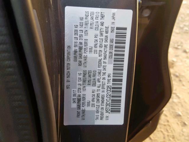 JM3TCBCY0J0210026 - 2018 MAZDA CX-9 TOURI GRAY photo 10