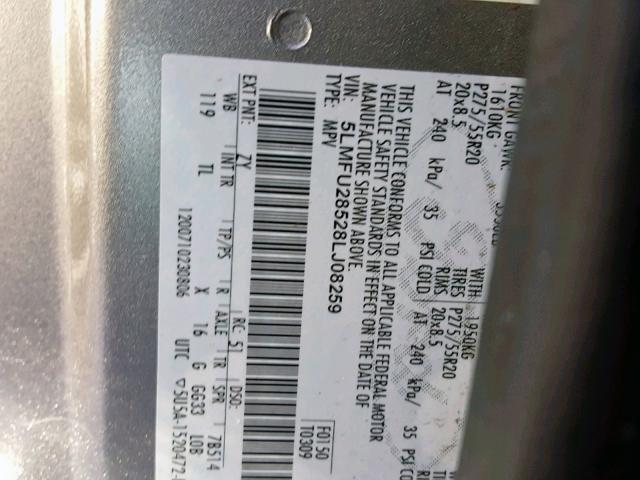 5LMFU28528LJ08259 - 2008 LINCOLN NAVIGATOR Сұр фото 10