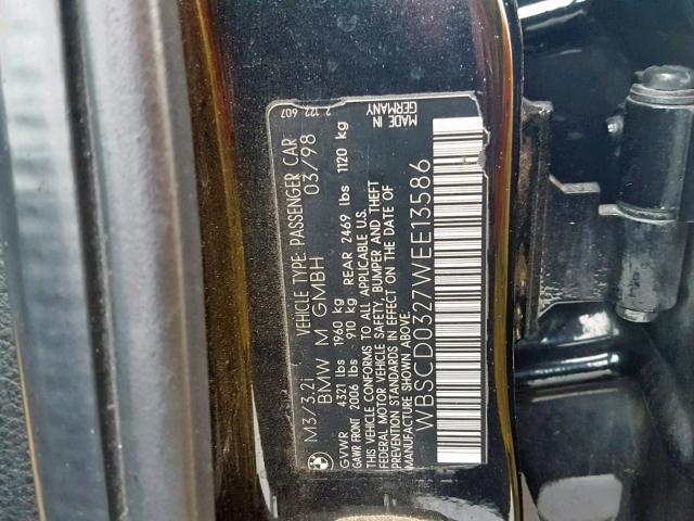 WBSCD0327WEE13586 - 1998 BMW M3 AUTOMAT MAROON photo 10