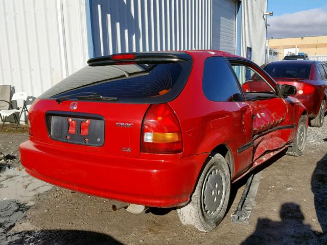 2HGEJ6435VH004205 - 1997 HONDA CIVIC CX RED photo 4