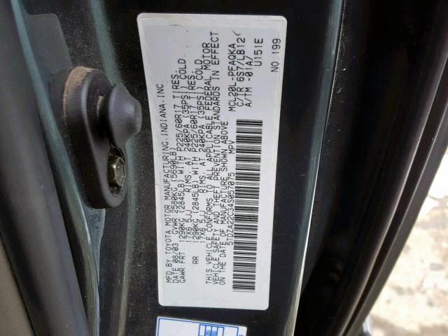 5TDZA22C34S057075 - 2004 TOYOTA SIENNA XLE GREEN photo 10