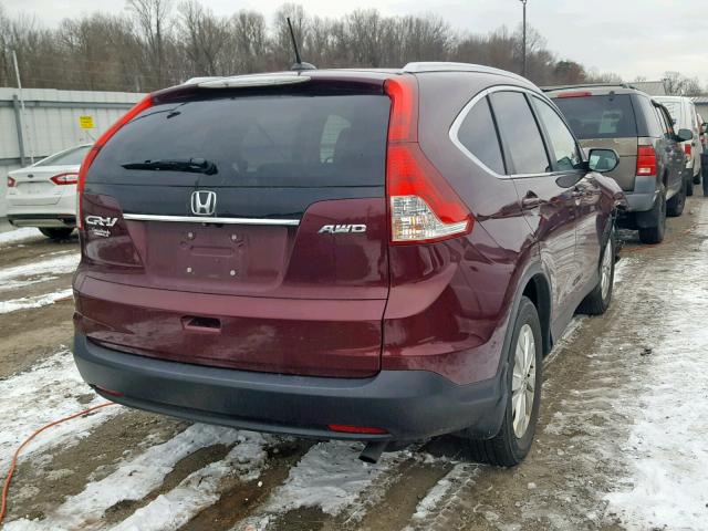 5J6RM4H70EL029633 - 2014 HONDA CR-V EXL MAROON photo 4