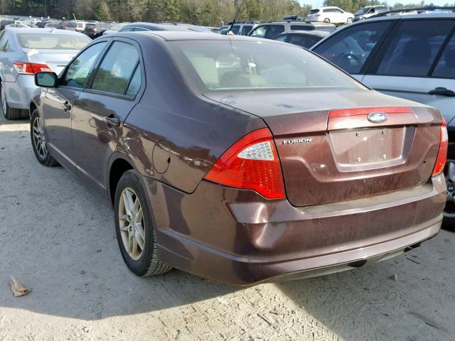 3FAHP0GA1CR196019 - 2012 FORD FUSION S BURGUNDY photo 3