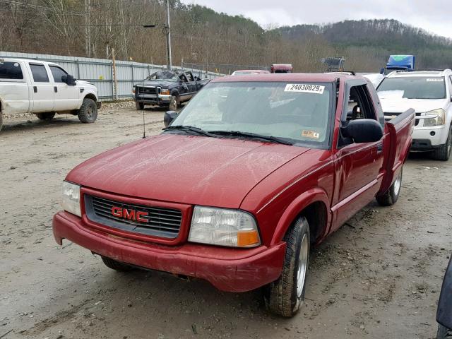 1GTCS19W018125300 - 2001 GMC SONOMA BURGUNDY photo 2