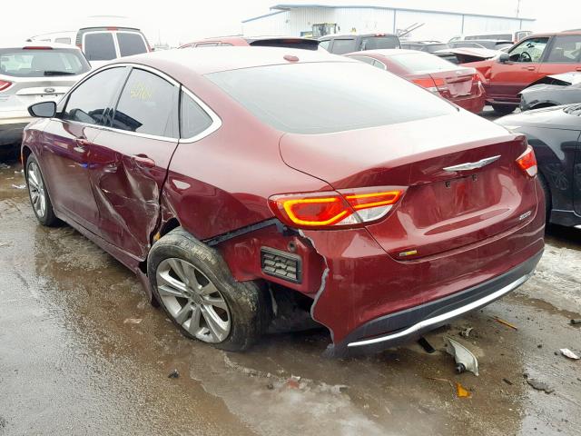 1C3CCCAB3FN670194 - 2015 CHRYSLER 200 LIMITE MAROON photo 3