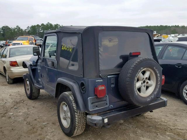 1J4FA49S21P322256 - 2001 JEEP WRANGLER / BLUE photo 3