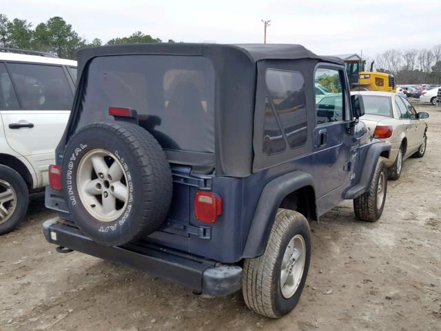 1J4FA49S21P322256 - 2001 JEEP WRANGLER / BLUE photo 4