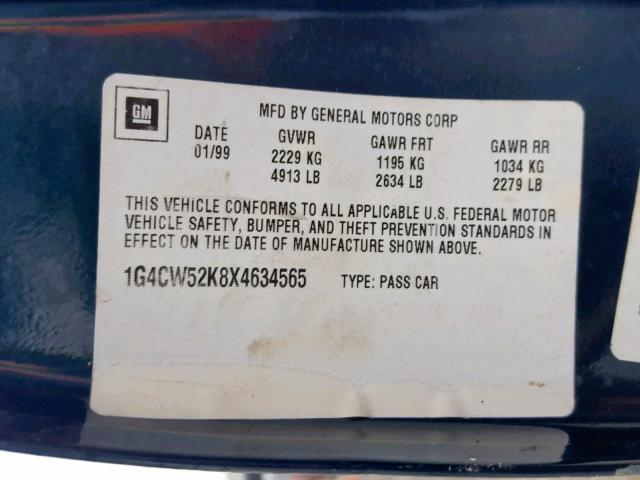 1G4CW52K8X4634565 - 1999 BUICK PARK AVENU GREEN photo 10