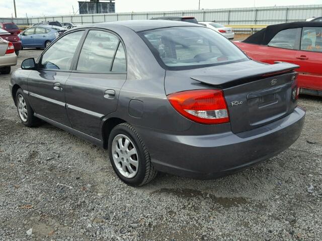 KNADC125146303943 - 2004 KIA RIO GRAY photo 3