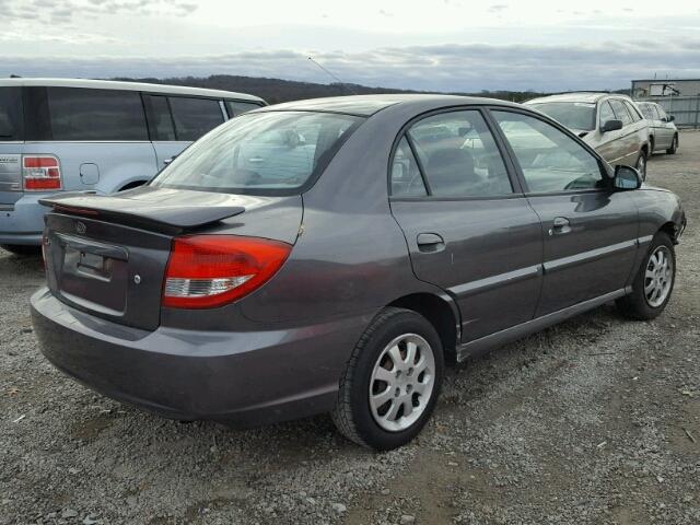 KNADC125146303943 - 2004 KIA RIO GRAY photo 4