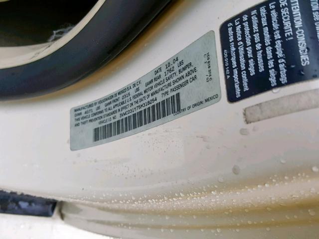 3VWCD31Y75M318254 - 2005 VOLKSWAGEN NEW BEETLE CREAM photo 10