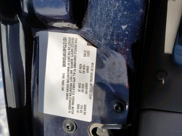 1G1ZT54815F334045 - 2005 CHEVROLET MALIBU LS ლურჯი ფოტო 10