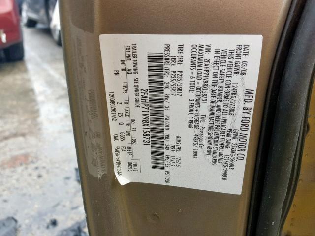 2FAHP71V98X158731 - 2008 FORD CROWN VICT BROWN photo 10