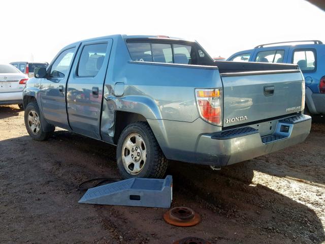 2HJYK16247H531862 - 2007 HONDA RIDGELINE BLUE photo 3