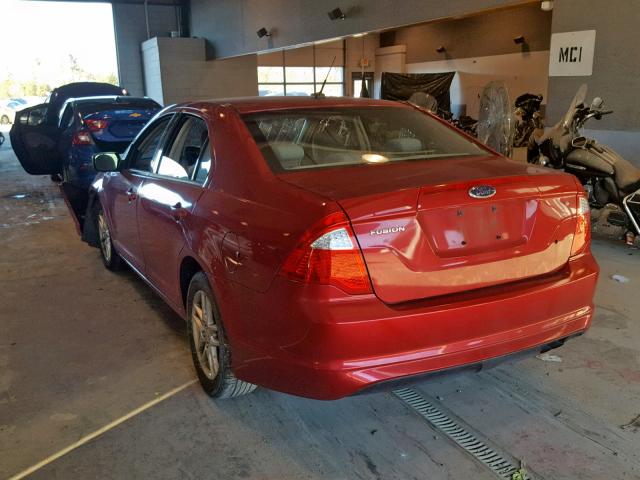 3FAHP0GA8AR291514 - 2010 FORD FUSION S RED photo 3